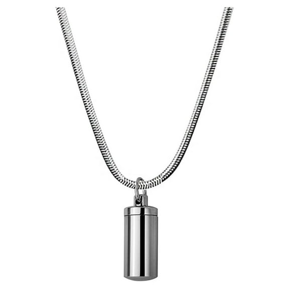 Anavia Silver Polished Human Ashes Container Cylinder Memorial Necklace Pendants for Cremated Ashes Holder With Free Funnel Kit and Jewelry Box