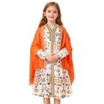thumbnail image 2 of BRGZLK Muslim Dress for Girls Middle East Ramadan Long Sleeve Ethnic Style Dress Arabic Long Robe Skirt Gown Orange A 10-11 Years, 2 of 5