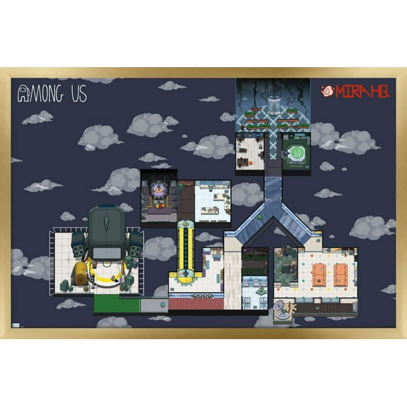 Among Us - Mira Map Wall Poster, 22.375" x 34", Framed