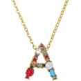 thumbnail image 1 of Pendentif Alphabet Multicolore Collier Micro Pavé Zircon Initiale Lettre Collier Couple Bijou, 1 of 1