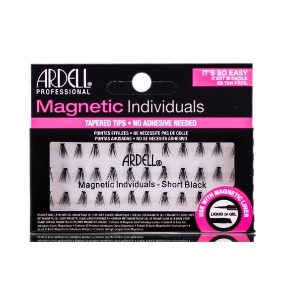 Short Black , Ardell Professional Magnetic Individuals , Hair Scalp Skin Body - Pack of 1 w/ SLEEK Teasing Comb