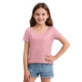 thumbnail image 2 of YOUYEDIAN Girl's Round Neck Glitter Sequins Shirts Top Sparkle Shimmer Concert Party Tee Pink, 2 of 5