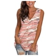 thumbnail image 1 of Pompotops Mode Femmes V-Cou Imprimé Sans Manches Casual Côté Divisé Pull Tops, 1 of 6