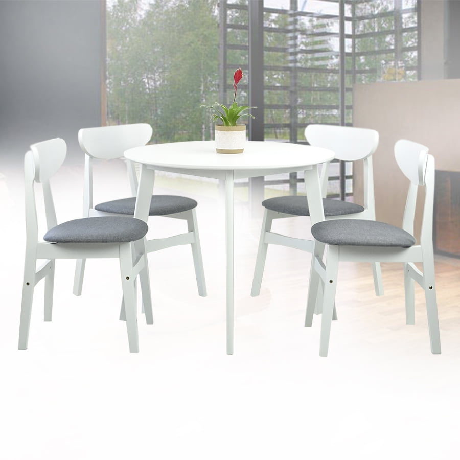 Dining Room Set Of 4 Yumiko Chairs And, White And Grey Round Dining Table Set
