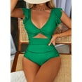 thumbnail image 1 of Charmo Ruffled One Piece Swimsuit for Women High Cut Bathing Suits Backless Monokini Swimwear, 1 of 5