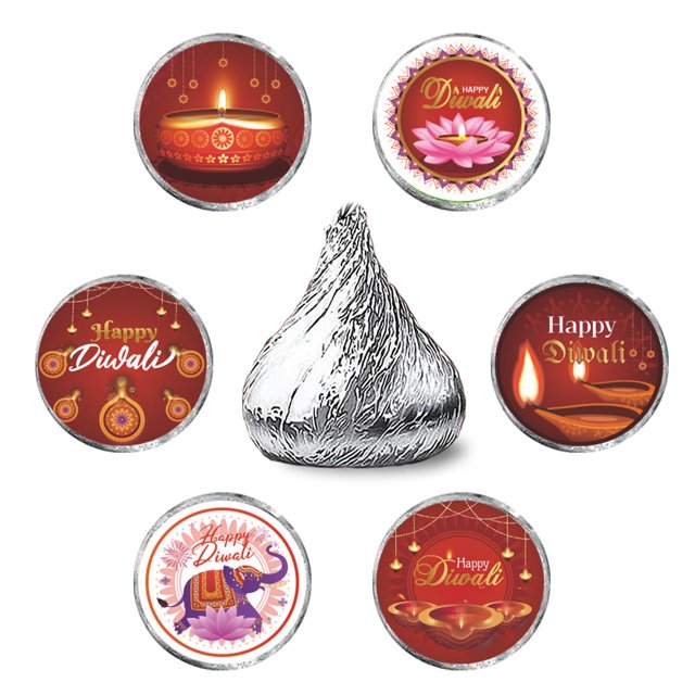 Etiquetas adhesivas PHOHUI Happy Diwali Kiss para chocolate, 150 unidades