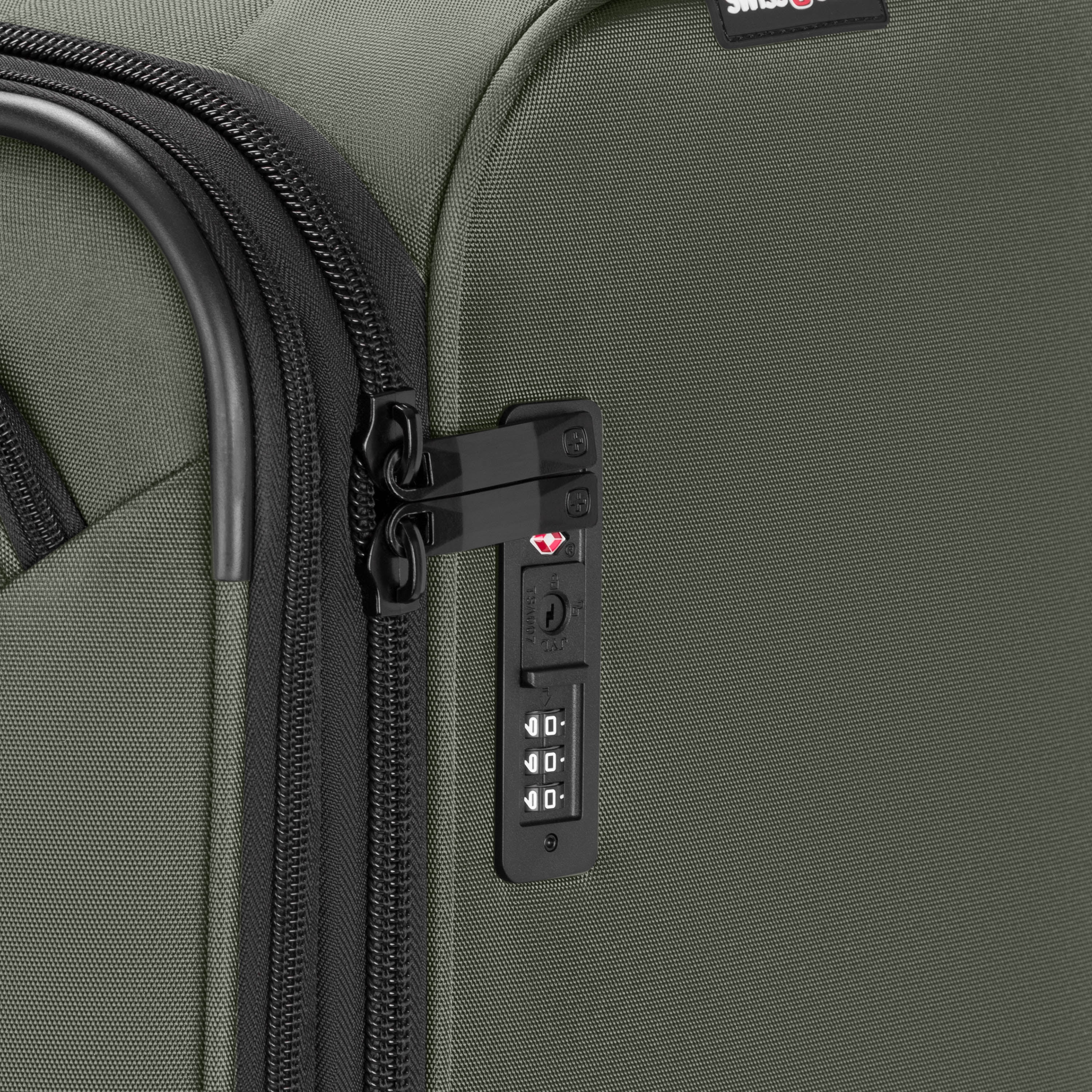 SWISSGEAR Stride 3-Piece Expandable Spinner Luggage Set, Olive Green, with 8 Wheels and Built-in TSA Lock