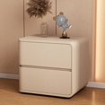thumbnail image 1 of Solid Color Leather Bedside Table Modern Style Living Room Storage Side Cabinet Bedroom Wooden Nightstands End Table My Lux Decor Round, 1 of 26