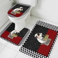 thumbnail image 4 of Abstract Bathroom Rugs Set Cartoon Style Cooks Black White Checkered Border Non Slip Absorbent Soft Bath Mats 3 Piece Set with Bathroom Rug, U-Shaped Floor Mat, Toilet Seat Cover Small Size, 4 of 9