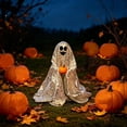 thumbnail image 4 of Homellea Silver Sequin Ghost Halloween Decoration 9.1 in, Freestanding Glitter Ghost Tabletop Decor for Mantel, Shelf, Entryway, Tiered Tray, Party and Spooky Home Decorations, 4 of 6