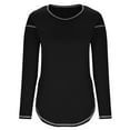 thumbnail image 4 of EQWLJWE Blouses à Manches Longues pour Femmes Mode Col Rond Manches Longues Unie Décontractée Patchwork Blouse, 4 of 6