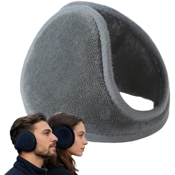 4-Pack Men Ear Muffs for Winter, Fleece Behind Head Ear Warmers, Foldable Adjustable for Outdoor Activities (Gray, Not Fleece-lined)