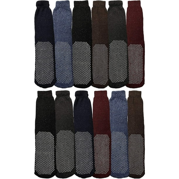 Yacht & Smith Mens Thermal Slipper Socks, NonSkid with Gripper Bottom, Hospital Tube Socks