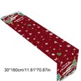 thumbnail image 3 of Christmas Table Runner Linen Holiday Decoration | Red Multicolor Christmas Tree Snowflakes Design | 70.87x11.81in Winter Kitchen Dining Party Decor | Washable Seasonal Table Cover, 3 of 6