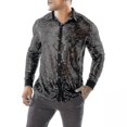 thumbnail image 3 of Top de malla con lentejuelas brillantes para hombre, camisa de baile disco de los años 60 y 70, 3 of 5