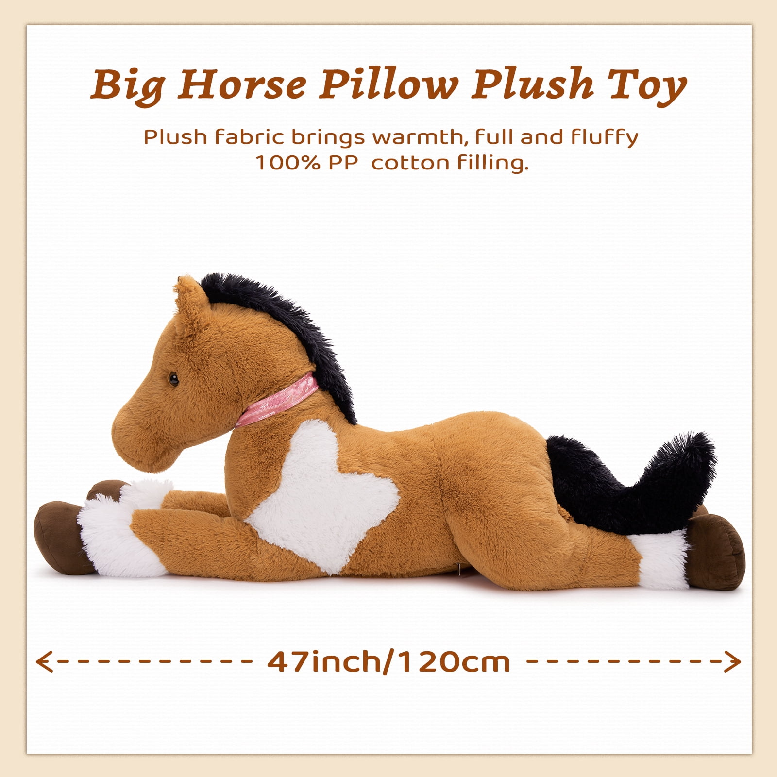 MaoGoLan 47" Giant Horse Stuffed Animal Large Stuffed Horse Plush Toy