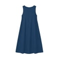 thumbnail image 6 of Gpaecead Women's Denim Round Neck Sleeveless Tank Dress Solid Color Loose Fit Casual Spring Summer Midi Gown A-Blue, 6 of 7