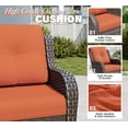 thumbnail image 3 of Joyside 7 PCS Patio Furniture Set with Side Tables & Fire Pit Table, 4 Wicker Chairs with High Back, Deep Seating, Wide Armrest, Thick Cushions for Deck Porch, Orange, 3 of 9