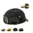 thumbnail image 2 of Pilot Goggles Baseball Cap,Unisex Korean Style Pilot Baseball Cap Black, 2 of 4