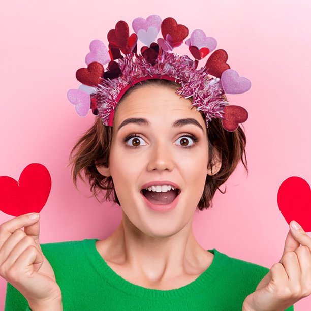 Puntoco Diadema para el día de San Valentín Diadema para fiestas navideñas Accesorios para el cabello para el día de San Valentín para niñas y niñas