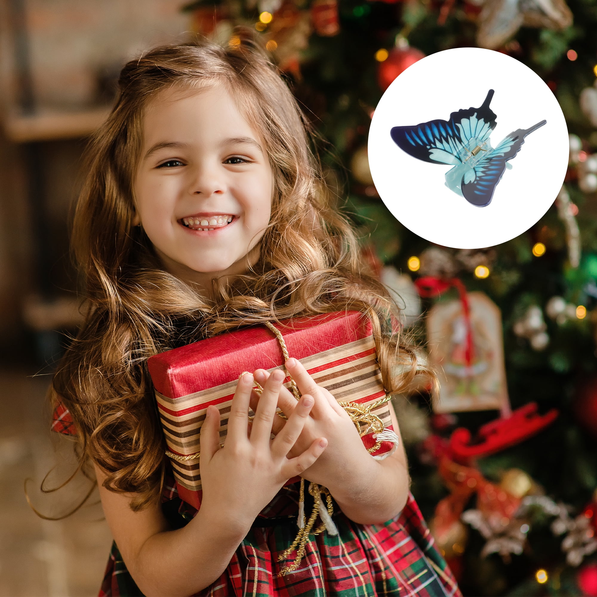 Unique Bargains Halloween Christmas Hair Clips Butterfly 3.74"x3.54"x1.97" 4 Pcs Dark Blue Rose Red