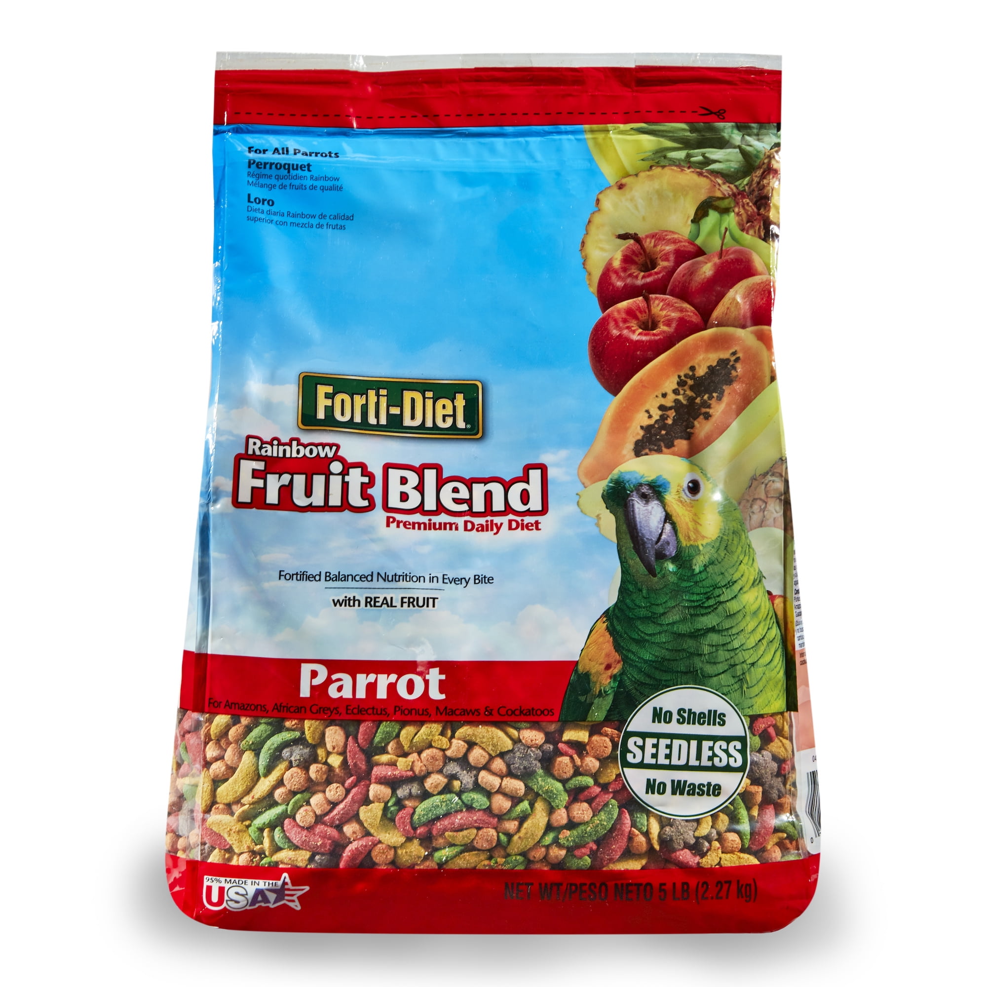 FORTI DIET Rainbow Fruit Parrot Pet Bird Food, 5 lb