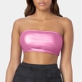 thumbnail image 2 of Xijirk Womens Solid Color Leather Bandeau Top Tube Top Stage Performance Undershirt for Nightclub and Evening Wear,Z02 Pink,S, 2 of 4
