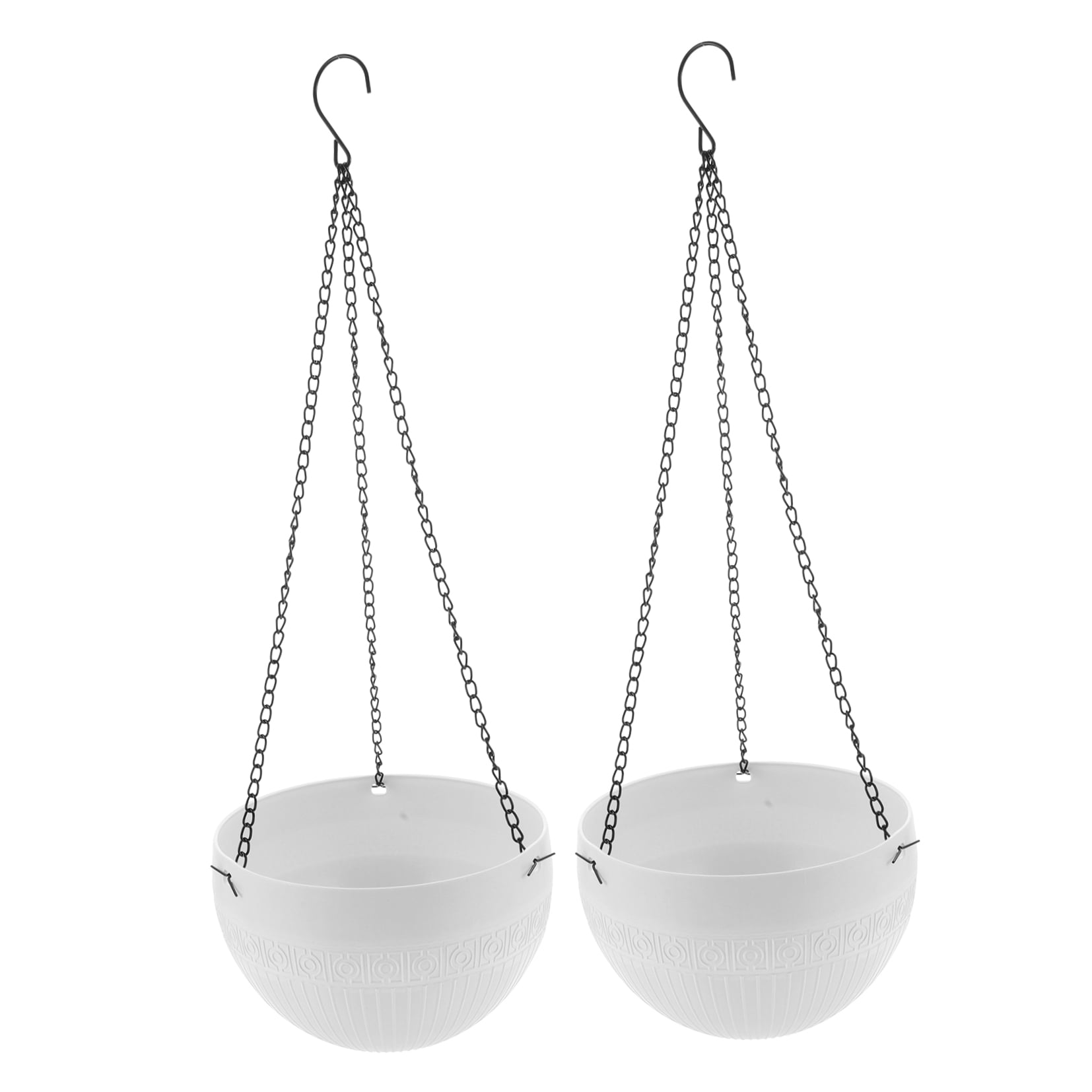 ELAYARD Set of 2 White Plastic Hanging Plant Pots with Water Storage for Indoor Bedroom Decor