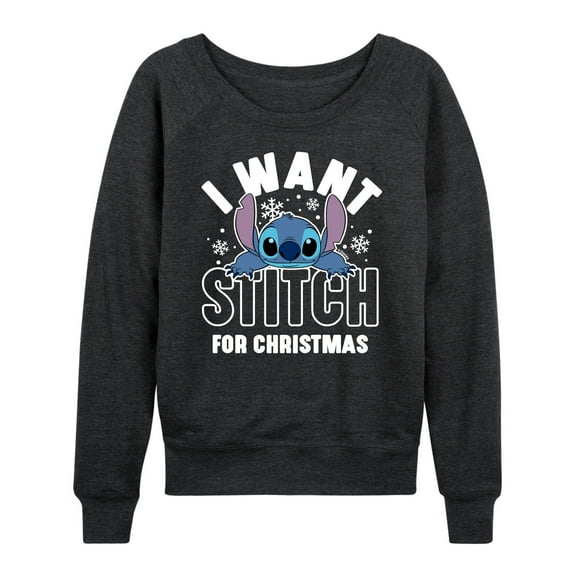 Lilo & Stitch - I Want A Stitch For Christmas - Women's Lightweight French Terry Long Sleeve Shirt