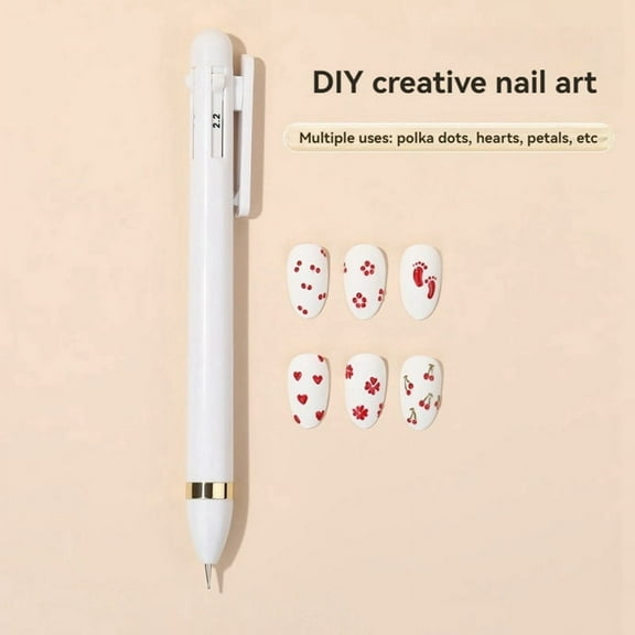 4 in 1 Nail Dotting Pen Drill Point Tools DIY Manicure Supply White