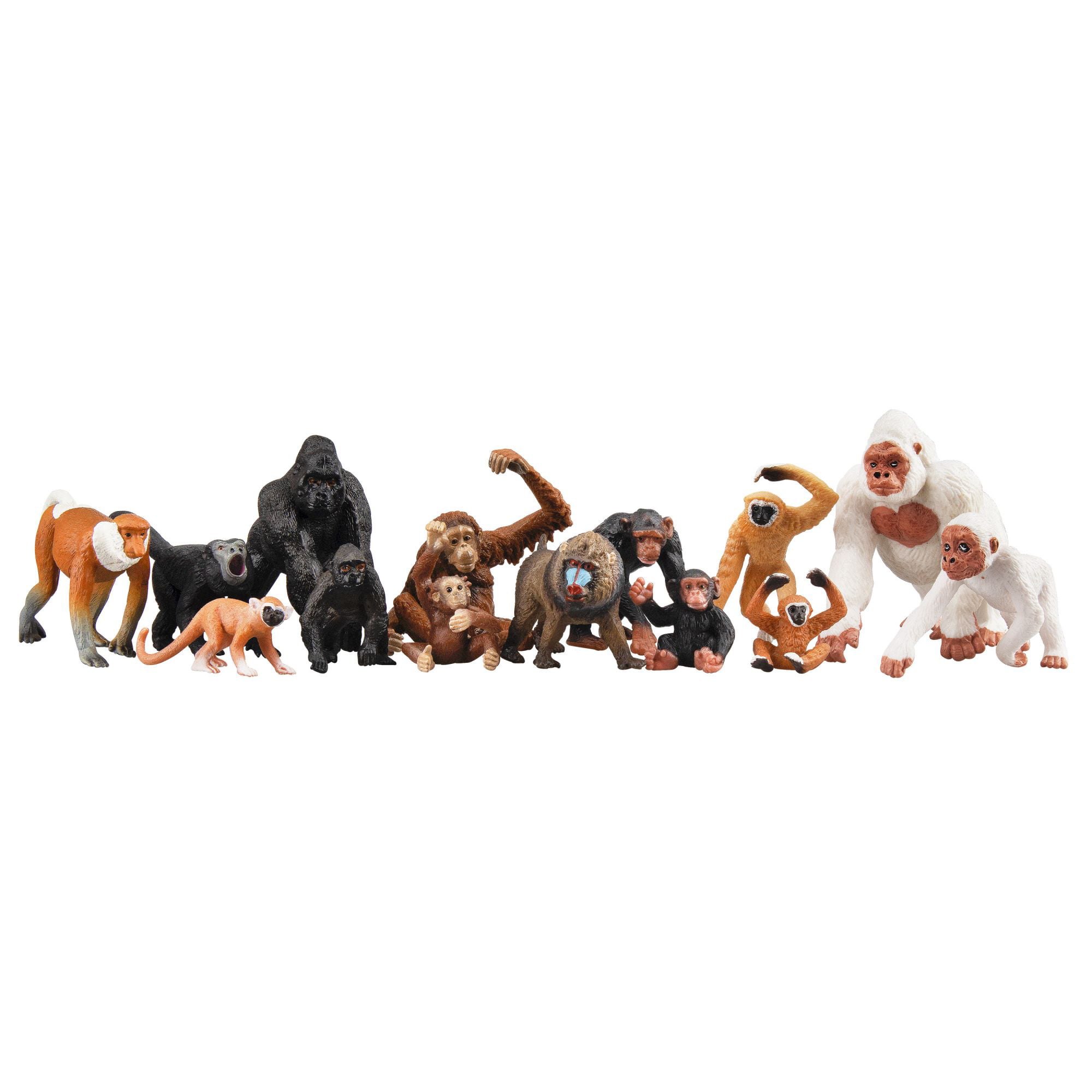 TOYMANY 14PCS Various Monkeys & Gorillas Figurines Playset, Plastic Jungle  Animals Monkey Toy Set Included Chimpanzee Mandrill Gibbons, Cake Toppers  