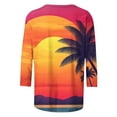 thumbnail image 4 of ZQUUVOU Women's T-Shirts Casual Boho Printed Crew Neck 3/4 Sleeve Beach Tops(B-Orange,5XL), 4 of 5