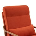 thumbnail image 4 of Modern Accent Chair with High Backrest and 1 Lumbar Pillow, Iron Frame Linen Material Armchair with Detachable Backrest and Seat, Upholstered Casual Chair with Solid Wood Arm, Orange, 4 of 7