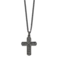 thumbnail image 3 of Stainless Steel Curb Necklace with Pendants Chain Chisel Polished and Textured Gun Metal IP-plated Cross Pendant on a 22 inch 24.93 mm, 3 of 5