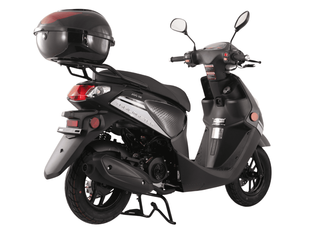 TrailMaster Flash 50 Scooter / Moped, 49.6cc 4-Stroke Engine, Electric & Kick Start, Locking Trunk, Top Speed 25 MPH (Black)