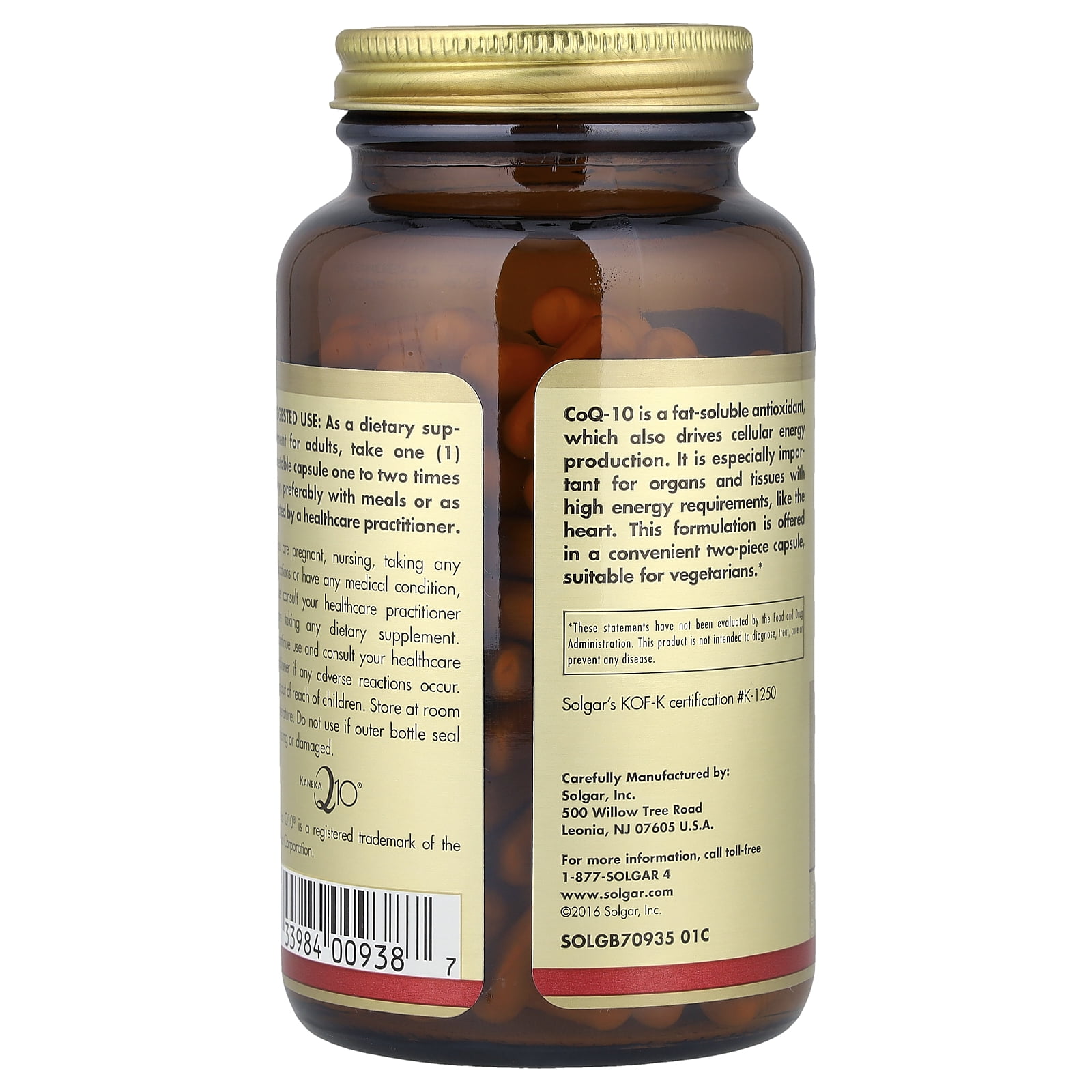 Solgar Vegetarian CoQ-10 60 mg Vegetable Capsules 1 ea