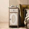 thumbnail image 5 of LuxenHome Floral Carved Wood 1-Door 1-Drawer End Table with Storage, 5 of 10