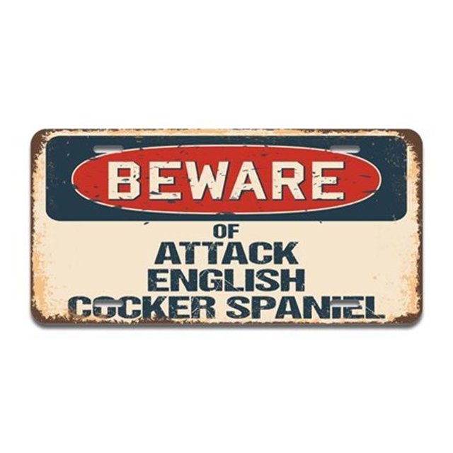 SignMission A-LP-04-125 Aluminum License Plate - Beware of Attack English Cocker Spaniel