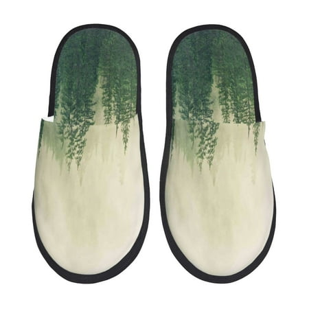 Balery Fog Forest Slient Indoor Furry Fleece Comfort House Shoes Soft Non-Slip Home Shoes Cotton slippers House Slippers-- Medium