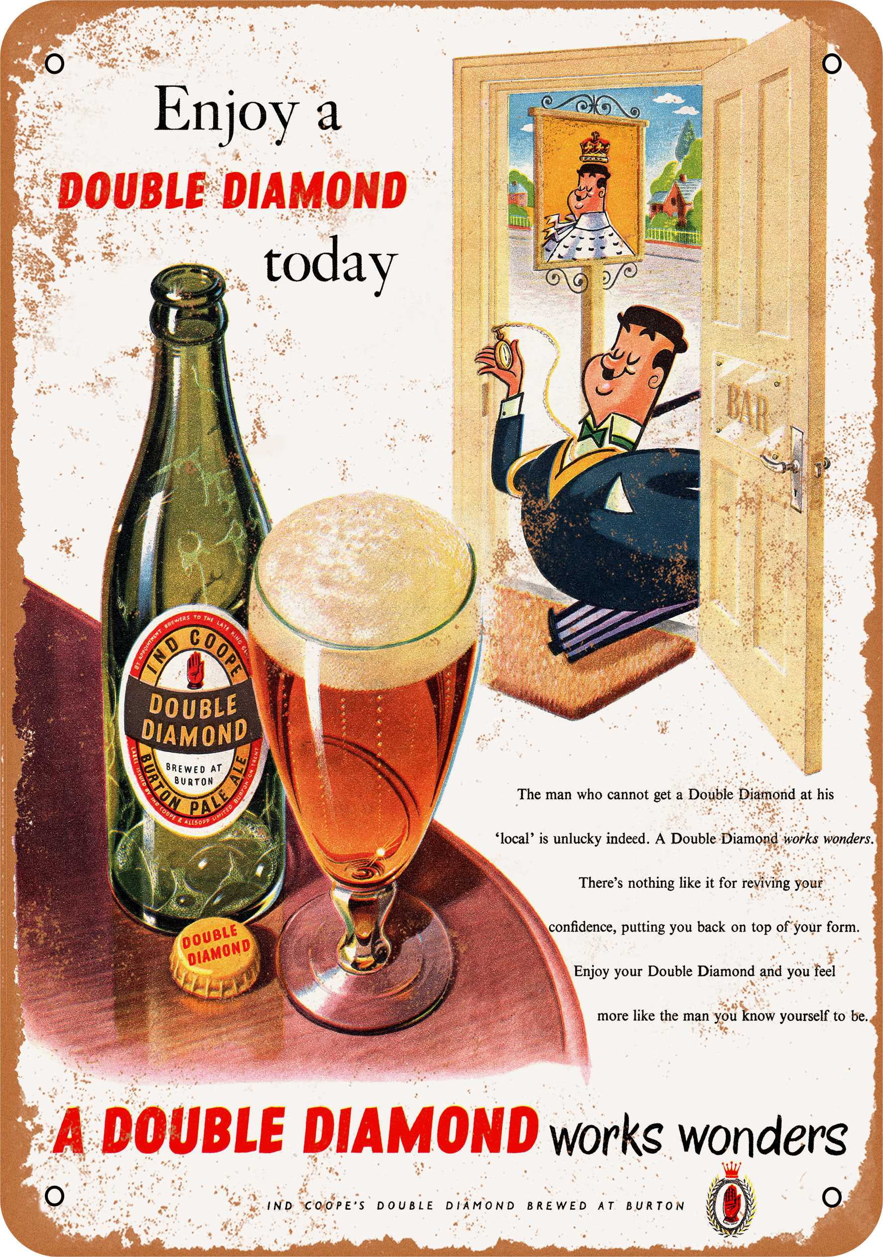 Double diamond beer 1950's Alcohol Advertising  poster reproduction.