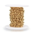 thumbnail image 2 of Ion Plating(IP) 304 Stainless Steel Twisted Chains/Curb Chains Satellite Chains with Spool Soldered Real 18K Gold Plated 1.8x1.4x0.4mm Beads: 3.5x3.5mm about 32.8 Feet(10m)/roll, 2 of 2