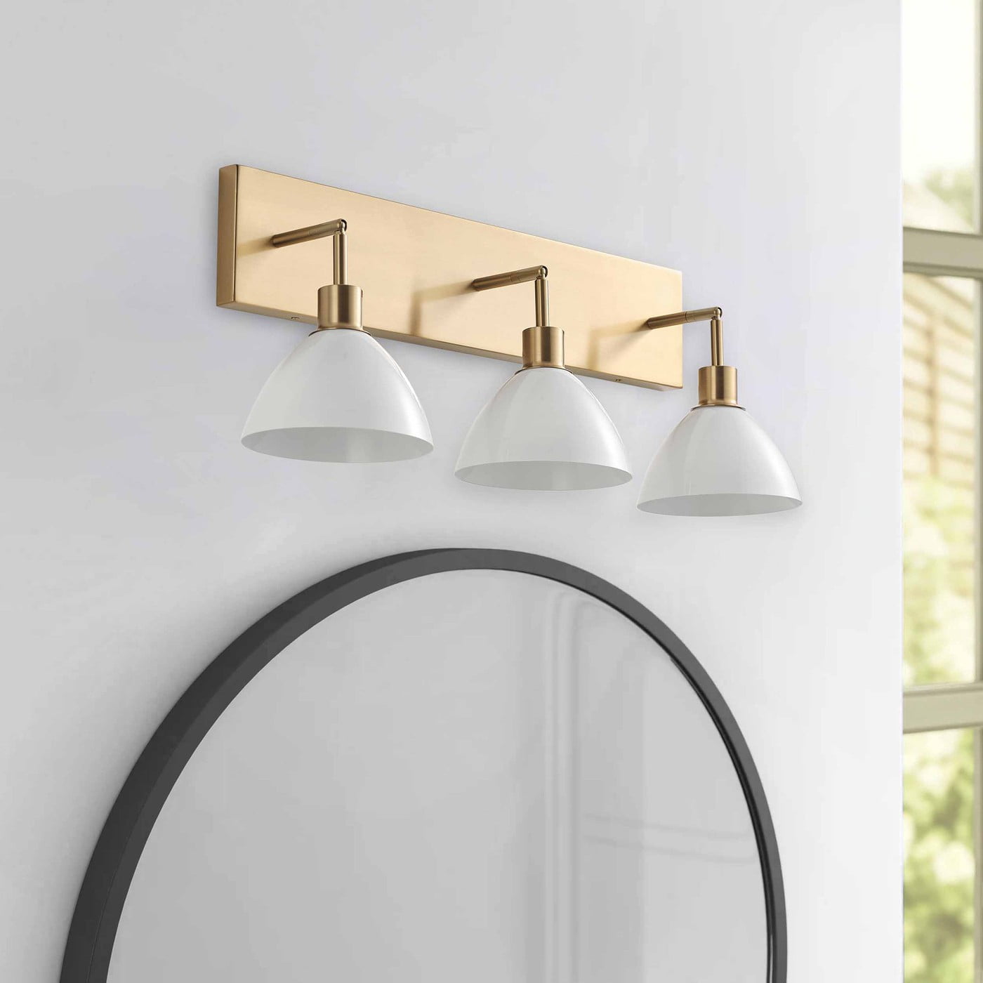 Modern Gold Bathroom Light Fixture 3-Light Milky White Glass Vanity Lighting Industrial Wall Sconce Over Mirror