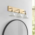 thumbnail image 3 of Modern Gold Bathroom Light Fixture 3-Light Milky White Glass Vanity Lighting Industrial Wall Sconce Over Mirror, 3 of 7