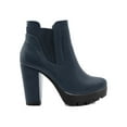 thumbnail image 3 of BLISSFUL STEP Women's Chelsea Boots Platform Block Cleated Sole Heel Navy Blue 8.5, 3 of 8