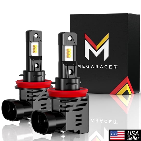 Mega Racer Wireless H11 H9 H8 H16 LED Headlight Bulb - 6500K Bright White 12V 50W 12000LM - Low Beam Replacement Car Bulbs
