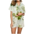 thumbnail image 6 of YWDJ Pajamas for Women Shorts St Patricks Day Green Lightweight Clover Short Sleeve Button Down Shirts 2 Piece Shorts Loungewear S, 6 of 6