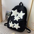 thumbnail image 4 of Linda mochila escolar para mujer con apliques de estrellas, bolsa de viaje al aire libre, color negro, 4 of 9