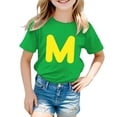thumbnail image 1 of Zhuashum Hauts Filles 8-9 Ans Manches Courtes Col Rond T-Shirts Graphique Lettre Quotidien Tee Printemps Été Rétro Vert, 1 of 4
