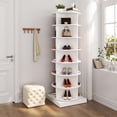 thumbnail image 3 of 7-Tier Rotating Shoe Tower, 360 Spinning, Free Standing Vertical Shoe Rack Holds Over 28 Pairs, Revolving Storage Organizer for Living Room Hallway (7-Tier, White), 3 of 15