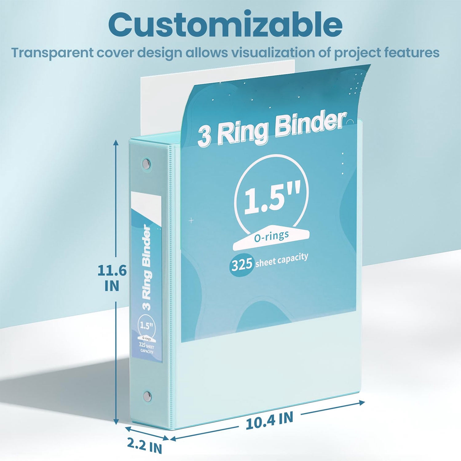 3 Ring 1.5 Inch Binder View Binder 325 Sheets of Letter Size 8.5 x 11'' Paper for Office School Home Supplies Organizer with Pockets Notebook Binders 4 Pack